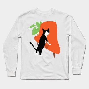 black cat stay in sofa Long Sleeve T-Shirt